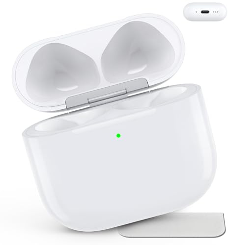 Wireless Charging Case Compatible with AirPods 4, Replacement Case for AirPods 4, Bluetooth Pairing Sync Button, Includes Gray Microfiber Cleaning Cloth, Earbuds Not Included(USB-C Port)