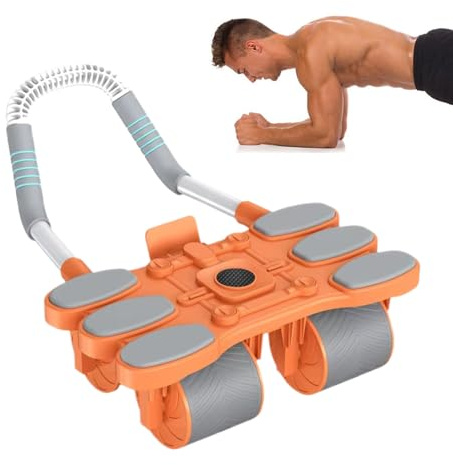 Rouleau d'exercice abdominal – Rouleau d'entraînement à quatre roues à automatique | Équipement de renforcement musculaire avec coudière pour la maison, la salle de sport, le dortoir, les
