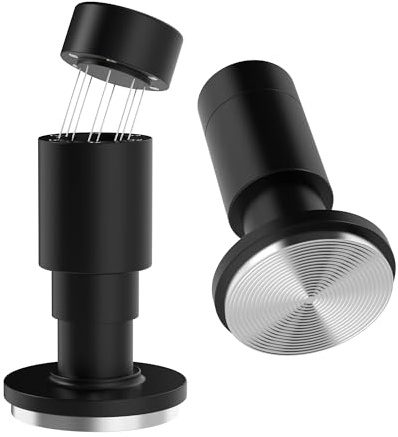 2-in-1 Espresso Tamper 51 mm mit WDT Tool – Kalibrierter 30-lb Tamper & 8-Nadel Espresso-Nadelverteiler – Siebträgerzubehör für Baristas - VOCA