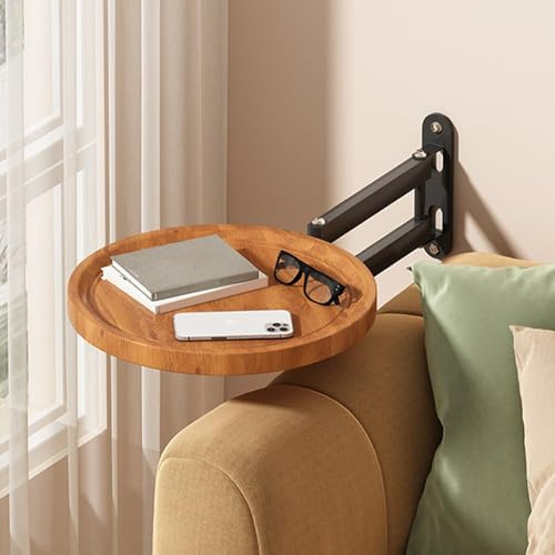 Genérico Mesa Plegable de Pared con Bandeja Redondas 30cm, Escritorio Extensible, Brazo metálico, Estante Flotante Giratorio, extensión de mesilla de Noche para Ventana Mirador