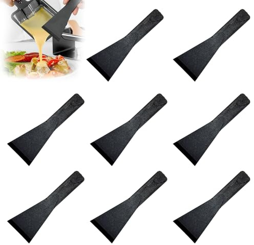 Pack of 8 raclette spatulas, raclette slider, raclette scraper, plastic, raclette accessories, gourmet boards and fondue, kitchen utensils for pans and frying pans, robust and heat resistant