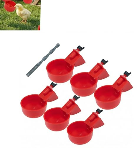 Packung mit 6 automatischen Hühnertränken mit Bohrmaschine, Hochwertiges Wasserversorgungssystem für Hühner, Enten, Gänse, Puten, Tauben, Bequemes DIY-Tränkenset, langlebig