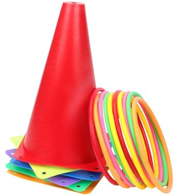 KIXZSAZ Wurfspiel mit Ringen und Hütchen – Set für Outdoor Sportaktivitäten und Jahrmarktspaß – Geeignet für Kinder und Erwachsene – Set mit farbigen Hütchen und