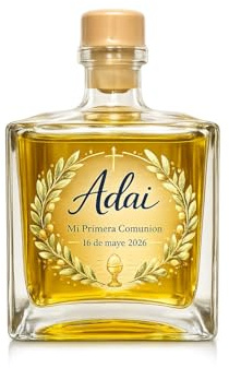 Pack de 8 botellas de vidrio personalizadas 100 ml | Detalle para comuniones, bodas y eventos | Impresión UV directa sobre vidrio (comunión niño personalizada)