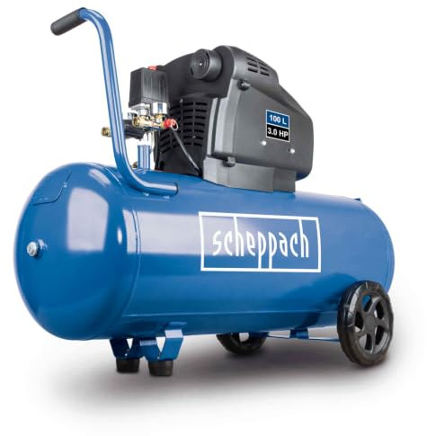 Scheppach Compresseur bicylindre HC106DC - 2200W - cuve 100L | 230V - pression maximale10 bar - capacité d'admission d'air 322 L/min - sans huile - 96 dB(A)