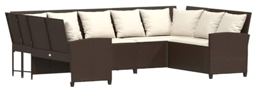 Hothingwell Modulares Gartensofa, Kunstharz, geflochten, Braun | Dicke, abnehmbare Kissen, robuster Stahlrahmen, waschbarer Bezug, flexibles Design für den Außenbereich