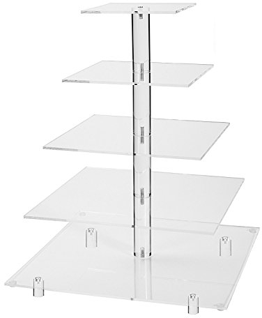 Boundlejoy, espositore per torte nuziali, cupcake, e pasticceria, a 5 piani, in acrilico, Acrilico, Clear, 5Tier Square