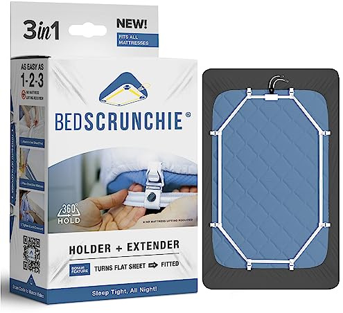 BED SCRUNCHIE Sheet Holder Straps - Heavy Duty Gripper Clips - Strengthened Parachute Cord - 360 Degree Bed Sheet Tightener - Strongest and Effective Extender - Ideal for All Mattress Sizes