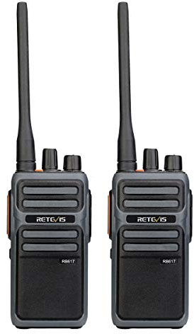 Retevis RB617 Funkgeräte Wiederaufladbar, 4400mAh Walkie Talkie mit 2-in-1-Typ-C-USB-Kabel, PMR446 VOX, Notfallalarm, Funkgerät für Versand, Wandern, Skifahren (Schwarz und Grau, 2er-Pack)