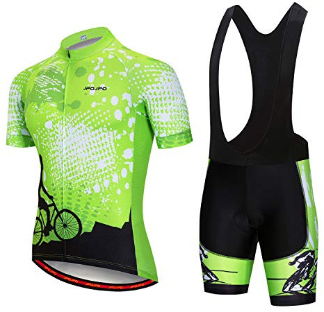 JPOJPO Conjunto de ropa de ciclismo para hombre, camiseta de manga corta + pantalones de ciclismo con almohadilla 3D para sillín MTB, 2 A, L