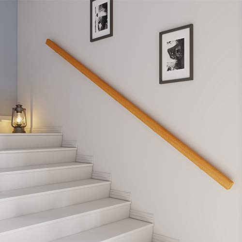 MANG Barandilla De Escalera De 1ft-20ft Pasamanos De Escalera De Madera Antideslizante Barandilla De Pino Natural con Soportes De Riel para Personas Mayores Discapacitadas