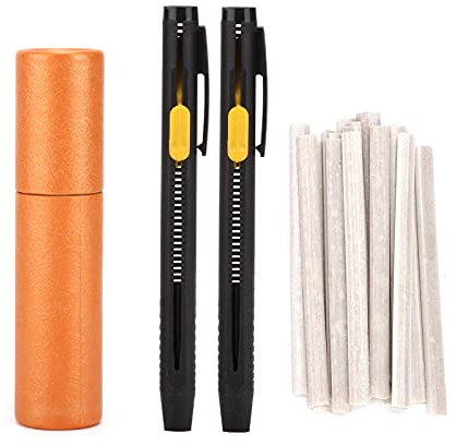 Pssopp Tailors Chalk Pen Le Kit de Craie de Tailleur Comprend 20 Recharges de Stylo et 2 Porte-marqueurs Ergonomiques Craie de Marquage Réglable à Faible Taux d'usure pour Le Coton en Daim