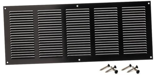 Steinberg14 Griglia di Ventilazione Rettangolare 500x200 mm - Griglie di Aerazione in Metallo Nero - Serranda di Scarico dell'aria con Zanzariera - Copri Bocchetta Interna a Parete e a Soffitto