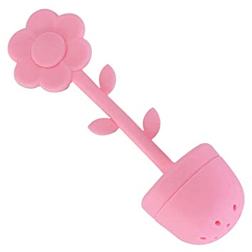 Tee-Ei Blumen-Silikon-Tee-Ei-Sieb für Teetassen, Becher und Töpfe mit losem Blattgetreide (1 Stück, Rosa)