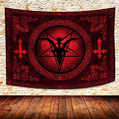291 Wandteppiche Ziegenkopf Pentagramm Gotischer Pentagramm Altar Teufel Dämon Satanischer Dämonischer Schädel Wandteppich Langlebig Kunst Wandteppich Deko Wandbehang Für Deko Hausdeko 130X150cm