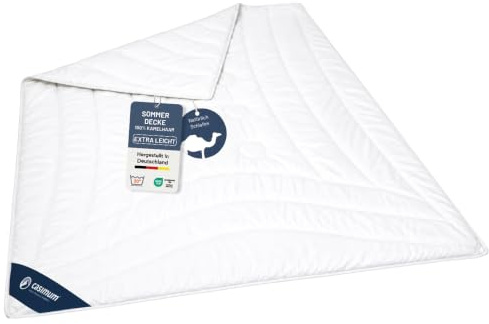 casimum® luxuriöse Kamelhaardecke | extra leichte Sommerdecke, Naturhaardecke | 200 x 200 cm | Füllung: 100% weicher Kamelhaar Flaum | Bezug: 100% Baumwolle | allergikerfreundlich | Made in Germany
