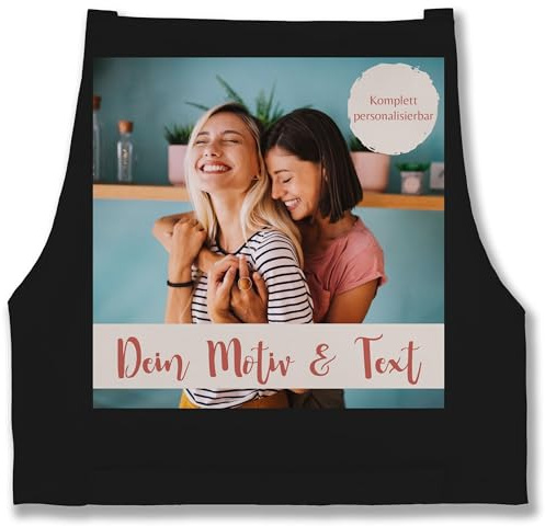 Schürze - Text Erwachsene - Eigenes Foto I Eigenes Bild - 85x69 - Schwarz - ihrem personalisierte kochschürze selbst drucken druck backschürze geschenke für köche selber gestalten photo