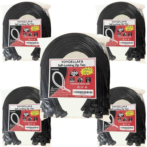 Kabelbinder Lang 450mm x 9mm Breit 350 Stück Kabelbinders Schwarz UV Beständig Groß 90kg Schwerlast Cable Ties 45cm Nylon Zip Ties für die Werkstatt Elektroinstallation