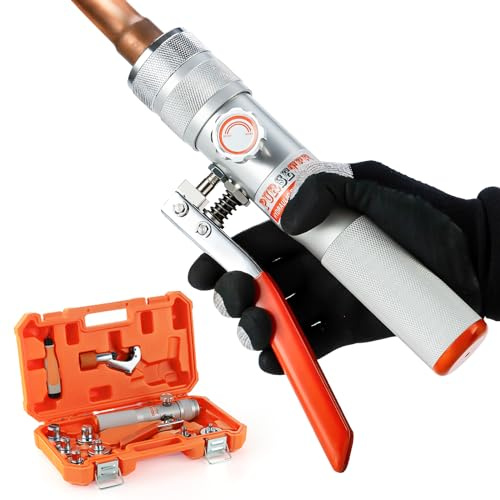 Purseter Hydraulischer Rohr-Expander Swaging Tool Kit mit Rohrschneider, Entgratwerkzeug, 7 Expanderköpfe 3/8 bis 1-1/8 Zoll für Aluminium-, Kupfer-, HVAC-Rohre