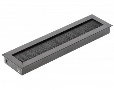 Gedotec Passacavo in metallo nero, 1 pezzo, sistema di passacavo (lunghezza x larghezza), 180 x 51 mm, Merida, passacavo senza coperchio, canale di passaggio del cavo rettangolare, protegge da