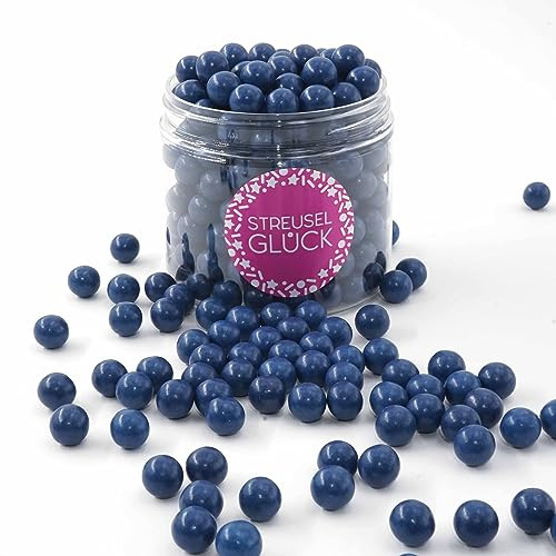 STREUSEL GLÜCK Streusel Tortendeko Schokokugeln dunkelblau 180g - Zuckerstreusel Weihnachten Kuchendeko Geburtstag Schokoperlen - Sprinkles Deko Plätzchen Torte Kuchen Cupcakes - essbare Streudeko