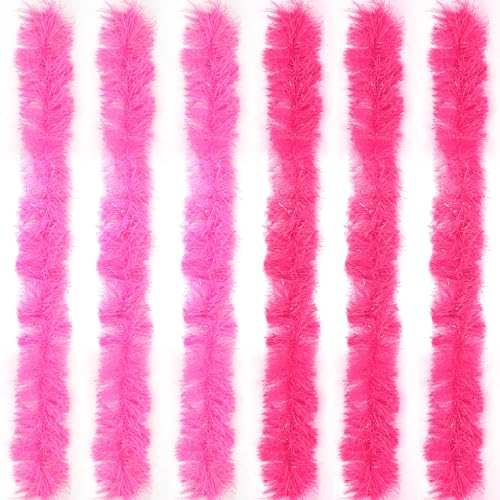 LACGO Boa di piume, soffice boa decorativo, per travestimento da donna, per travestimento da ragazza, rosa, Pack of 6 Feather Boas