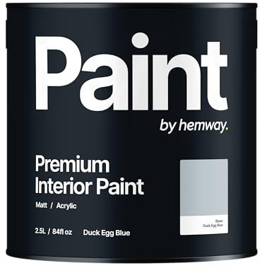 Hemway - Premium Interior Paint - Duck Egg Blue 2.5 L | Indoor Matt Finish, Acrylic & Water-Based Emulsion | Quick Dry & High Coverage for the Kitchen, Bathroom & Bedroom