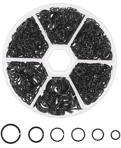 970 Stück schwarze offene Springringe, O-Ring-Steckverbinder für die Schmuckherstellung kleine Kettenpost Metall offene Springringe Verbindungen für Armband Ohrringe Halskette Handwerk (4/5/6/7/8/10