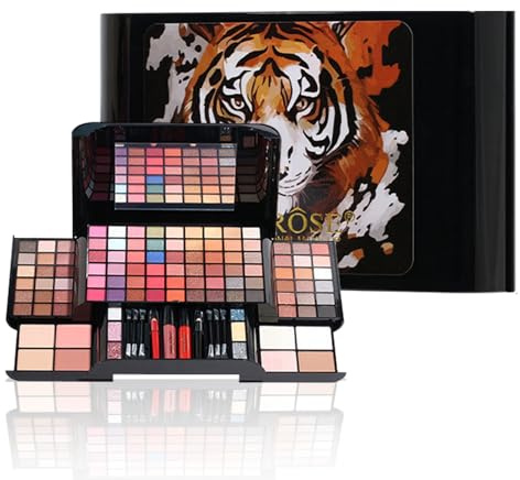 RoseFlower Profi Schminke Set Makeup Paletten Make Up Set Schminkkoffer Teen Make-up-Palette mit Spiegel Tragbare Reise-Make-up-Etui mit Lidschatten-Palette, Rouge, Lippenfarbe, Pailletten