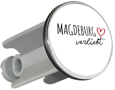 Huuraa Waschbeckenstöpsel Magdeburg verliebt Geschenk Stopfen 4cm höhenverstellbar 6,5 bis 8,5cm Magdeburg Geschenkidee