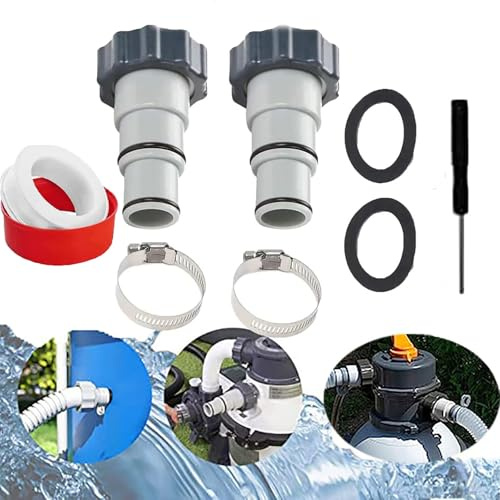 Eysbiy Poolschlauch Adapter, Intex Adapter A 32-38 mm Pool Schlauchadapter für Intex Pool, Schlauchadapter Pool mit Innengewinde Einfache Installation für Ihren Poolschlauch