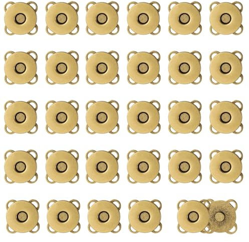 30 Sets Magnetische Druckknöpfe, 14mm Pflaume Magnetknöpfe Magnetische Verschlüsse Knöpfe für Geldbörsen Taschen Kleidung Handtaschen Leder DIY-Handwerk (Bronze)
