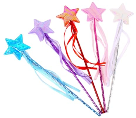 Stern Zauberstab,5 PCS Prinzessin Zauberstab Kinder Glitzer Zauberstab Feenstab für Mädchen Fairy Wands for Kids Weihnachten Halloween Geburtstagsfeier Dekoration