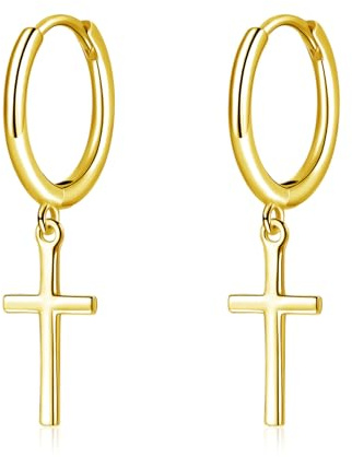 Cangall Creolen Silber 925 mit Anhänger, Sterling Silber Ohrringe Hängend | Creolen mit Zirkonia Herz / Kreuz / Wassertropfen Anhänger, Schlafen Knorpel Ohrringe Silber Hängend für Damen Mädchen