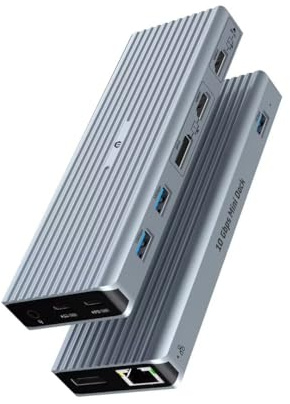 OOTDAY Docking Station USB C con Fuente de alimentación, 11 en 1 USB C HUB con Dos Salidas de vídeo 4K @ 60Hz, 2 x HDMI, 100 W PD, Gigabit Ethernet y Audio, Dos monitores, 3 x USB 3.1 10 Gbps