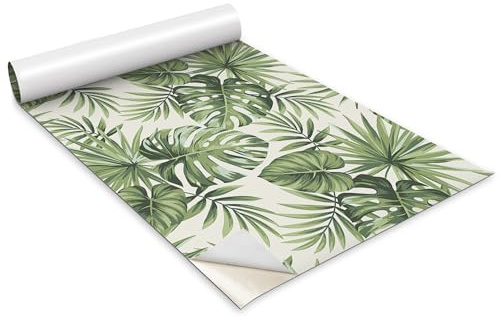 Wallfluent Selbstklebende Für Möbel Tisch Schrank Tür Küchenfronten Hochwertige Möbelfolie 100x50cm Dekofolie Tapete Küchenfolie Klebefolie Deko für Möbel - Monstera geht