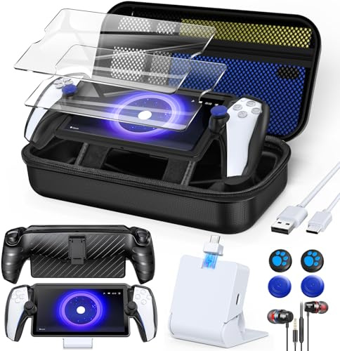 KOVA 13 en 1 Ensemble D'accessoires pour Playstation Portal Remote Player, Etui de Transport pour PS Portal, TPU Coque de Protection, Station de Recharge & 2 Protections D'écran pour PS5 Portal Bundle