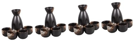 iplusmile 4 Set Brocca per sake e utensili per bere bicchieri sake Tazze sake set servizio sake decorazione casa sake pentola di vino di riso bollitore per sake giapponese ceramica