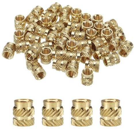 QUARKZMAN 50pcs M6 Inserts Filetés Écrous Moletés en Laiton Thermodurci M6x9mm, OD 8mm, en Laiton à Impression 3D Inserts Filetés Femelles