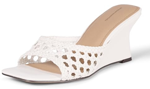 Amazon Essentials Women's Wedge Sandals, Off-white Cane Weave, 8
