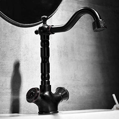 robinets de lavabo de Salle de Bains, lavabo européen Noir Chaud et Froid, Double Nouveau lavabo de Salle de Bains sur Le lavabo de comptoir, Court