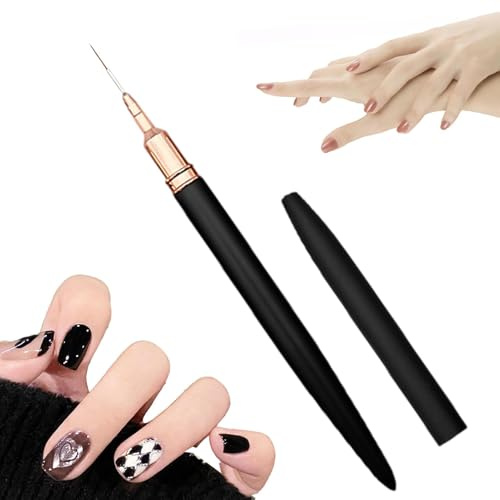 Kit de pinceaux pour – Stylo noir mat, outil de pinceau de peinture à ongles | Ton or rose motif floral ensemble professionnel pour, accessoires de pointillage, stylo à ongles