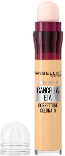 Maybelline New York Correttore Colorato Cancella Età, Copertura Facile e Veloce di Imperfezioni e Discromie, Con Bacche di Goji e Haloxyl, Cancella Età, Tonalità: Giallo, 4,7 ml