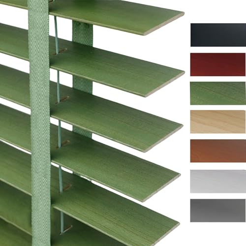 Listelli Da 5 Cm Tende Veneziana In Legno 30cm 45cm 60cm 75cm 90cm 100cm 105cm 120cm 135cm 150cm 160cm Persiane Oscuranti Privacy Oscuranti Isolamento Termico(Verde)