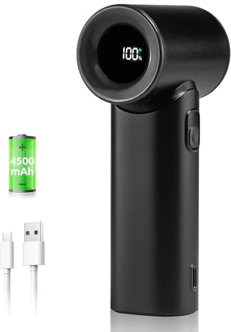 Handventilator Tragbar, USB Mini Ventilator, 17400RPM Hohe Geschwindigkeit Turbo Fan, 5 Geschwindigkeiten, 4500mAh Akku Aufladbar, 15 Stunden Maximale, Hand Ventilatoren für Outdoor Camping Reisen