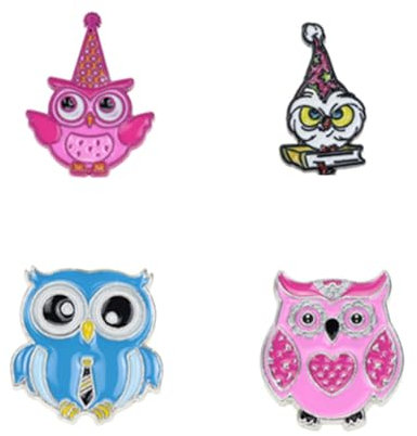LRXIYODE 4pièces Broche Créative Forme De Hibou Épingle Élégante Pour Vêtements Pour Filles Et Femmes Accessoires De Mode Décoratifs Quatre Motifs