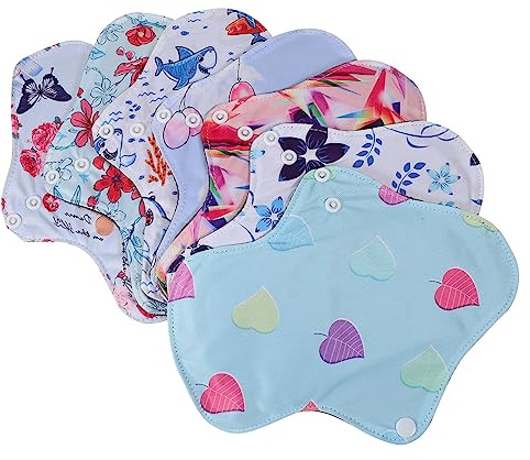 Anneome 7pcs Reusable Menstrual Cloth Pads Large Size Washable Sanitary Pads Set Storage Bag Comfortable Breathable Period for Women
