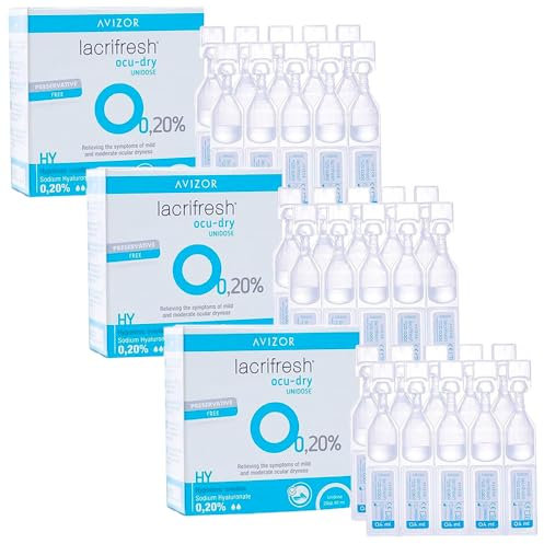Avízor Lacrifresh Ocu-Dry 0.20% | Eye Drops | Pack of 3x20 Single-Dose Vials (3 Boxes = 60 Single Doses) – Relief for Dryness, Irritation, and Eye Strain | Contact Lens Compatible | Preservative-Free