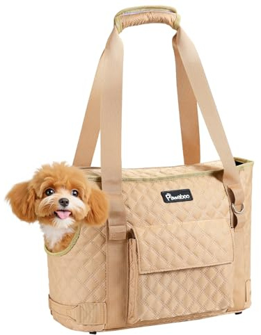 Pawaboo Hundetasche Tragetasche für Kleine Hunde mit Tasche, Leichte Hunde und Welpen Tragetasche Träger, Hundetransporter Weich Seiten für Welpe Katze Kaninchen, Welpentragetasche unter 11 LBS, Khaki
