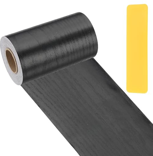 PATIKIL Wood Grain Repair Tape 10cm x 33ft, Self Adhesive Realistic Textured Repair Patch Peel and Stick Tape with Scraper for Floor Door Window Furniture Table Black Wood Grain